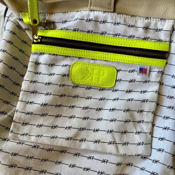 FRESHLY PICKED Original Leather Carryall Bag - Tan & Neon Yellow - Picture 5 of 16